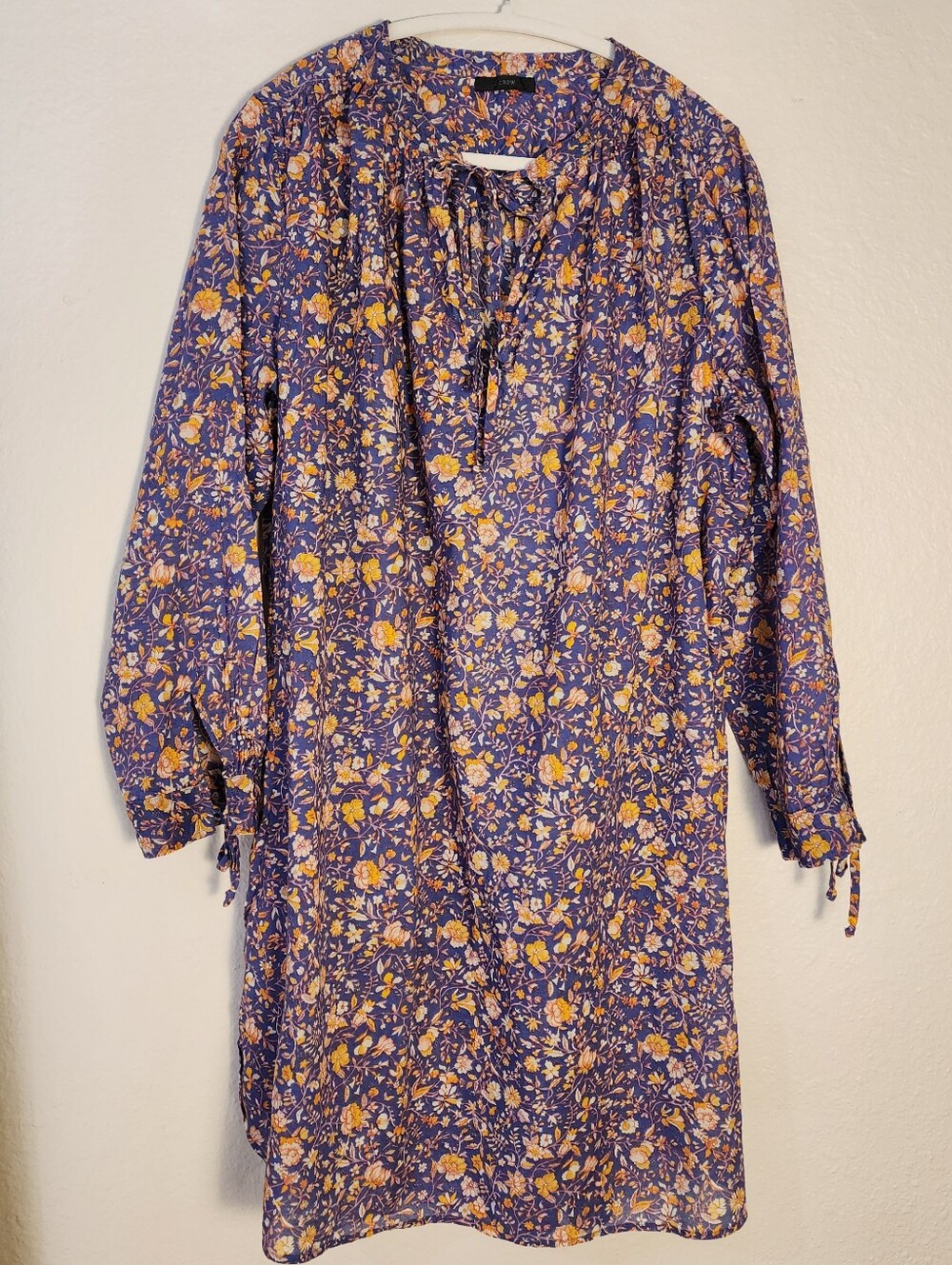J. Crew Tunic Beach Dress Midnight Floral Large 100% Cotton